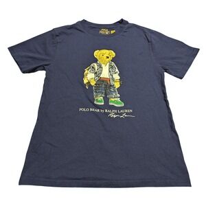 Polo Ralph Lauren Kids Navy Blue Polo Bear Graphic T-Shirt Size M 10-12